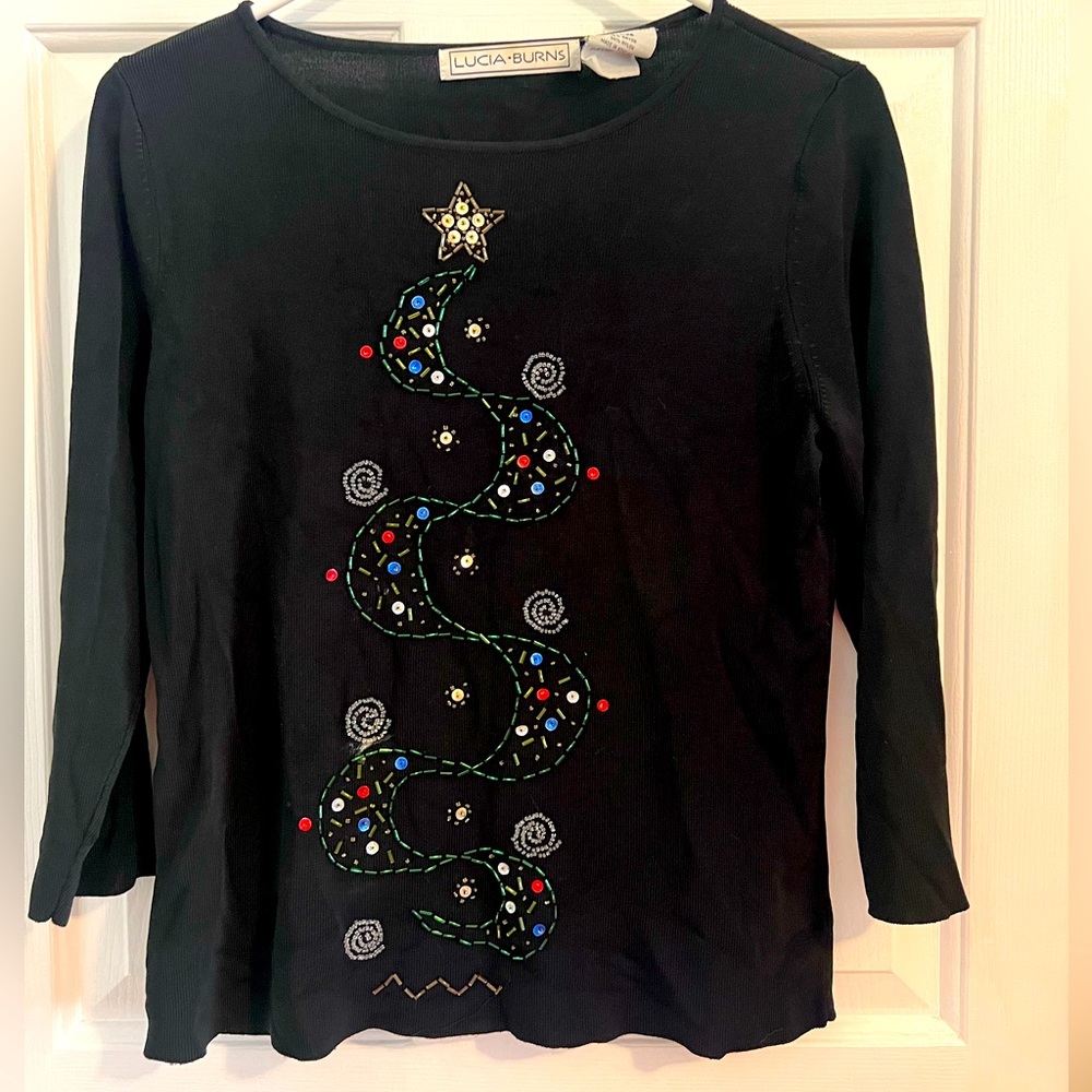 Elegant beaded ladies Christmas top L